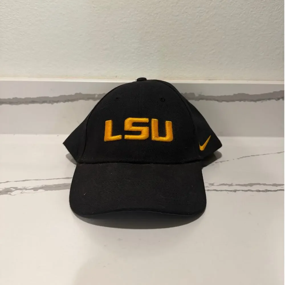 Nike LSU Tigers Black Yellow Spellout Classic Dri-Fit Baseball Cap Hat One Size